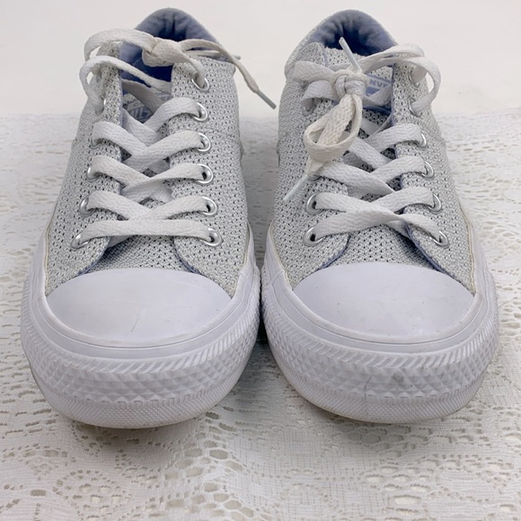 Converse All Star Low Profile Sneakers Size 8 Light gray White Lace up EUC - Picture 12 of 14
